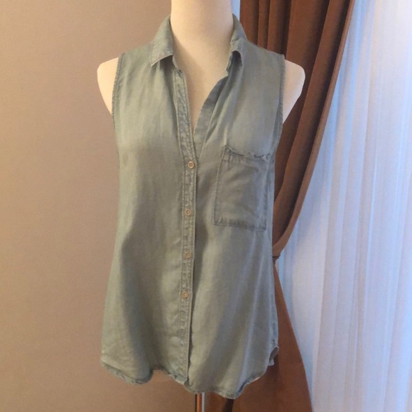 Denim Sleeveless top, Sz S - Picture 3 of 8